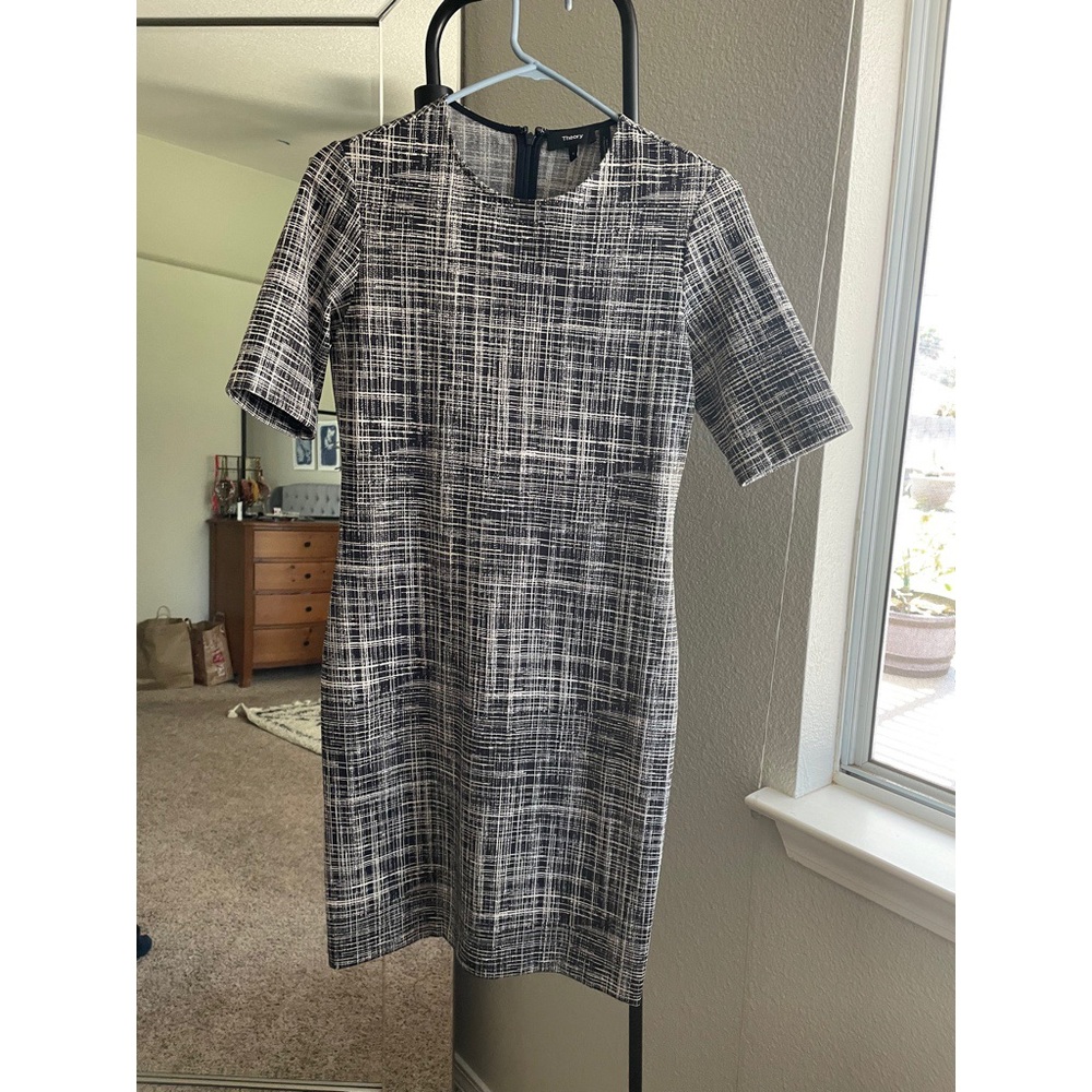 Theory Black and White Dress